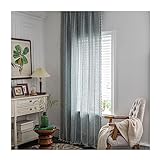 Homxi Tüll Gardine Kinder 2er Set 2 x 132W x 274H cm,Küchengardine Transparent Grau Einfarbig und Gestreift Vorhänge mit Hakenaufhängung