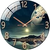 SWECOMZE Glasuhr - 30cm - Leise Wanduhr Wandkunst Bild Gehärtetem Glas für Wohnzimmer, Küche, Büro und Schlafzimmer (Style C)