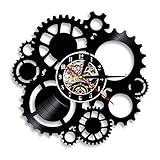 Wanduhr groß Steampunk-Vinyl-Schallplatten-Wanduhr, viktorianische industrielle Steampunk-Zahnraduhr, Zahnräder und Zahnräder, Dekor, Hängeuhr, Zyklus-Fan-Geschenk Für Küche, Wohnzimmer, Schlafzimmer