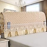 ERNZI Gesteppter Kopfteilbezug im europäischen Stil für Doppelbett,romantische Spitzenstickerei,staubdicht,Kratzfest,Kopfteilschutz für Mädchen,Hochzeit,Raumdekoration,Gelb