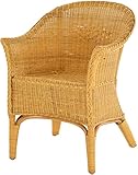 korb.outlet Rattan-Sessel Natur in der Farbe Honig/Esszimmersessel Korb-Sessel Rattanmöbel Rattansessel Rattanstuhl mit Armlehnen Lounge Flechtsessel (Honig, ohne Polster)