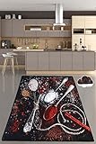 miqna küchenteppich Moderne rutschfeste Sohle Gel Läufer waschbar schwarz (Spicy, 100 x 200 cm)