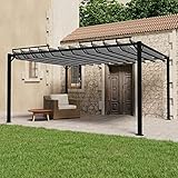 Pavillon mit Lamellendach, ZEYUAN Faltpavillon, Pergola, Partyzelt, Standmarkise, Sonnenzelt, Garten Pavillion, Grillpavillon,3x4 m Anthrazit Stoff und Aluminium
