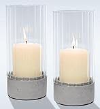 2er Set Windlichter mit Beton-Fuß