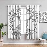 SPADEACES Vorhang Blickdicht Mit Ösen, 3D Weißer Abstrakter Baum Druck Verdunklungsvorhänge, Thermogardine Für Schlafzimmer Wohnzimmer Kinderzimmer Küche Fensterdekoration 2Er Set 300X280Cm (BxH)