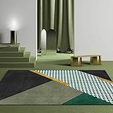 KeletiRug Teppich Wohnzimmer Esszimmer Schlafzimmer Kurzflor Teppich rutschfeste Teppiche einfache Pflege Dunkelgrüner Vogel-Check 70x140 cm