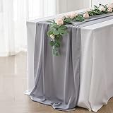 UANGLI 70 * 300 cm Chiffon Luxus Solid Bunte Tischläufer Blau Rustikal Boho Hochzeit Party Brautparty Geburtstag Zuhause Weihnachtsdekoration