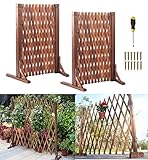 2er Set Gartenzaun Rankgitter Holzzaun Pflanzengitter ausziehbar bis 160cm verstellbar freistehend Absperrgitter Scherengitter Türgitter Schutzgitter -160x70cm