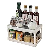 Hearthxy Lagerregal für Büros, Doppellagiges Gewürzregal, Platzsparender Badezimmer-Arbeitsplatten-Organizer, stapelbarer Schrank-Organizer für Wohnheim-Schlafzimmer
