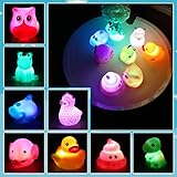 Lictin Badewannenspielzeug - 8 Stück Niedliches Tier LED Licht Badespielzeug Set, Wasserspielzeug Kinder mit Bad Spielzeug Aufbewahrung, Early Learning Badespielzeug für Kleinkind Jungen Mädchen