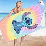 IFHDO Stitch Strandtuch Stitch Schwimmbadetücher Strandtuch Schnelltrocknendes Badetuch Super saugfähige Super weiche Strandtuch für Kinder Jugendliche Erwachsene (D)