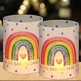 12 Windlicht Tischdeko Geburtstag Mädchen, Regenbogen Deko Geburtstagsdeko Mädchen, Schön DASS Du Da Bist Deko Kindergeburtstag Party, Geeignet für Teelichter oder LED-Kerzen