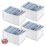 RANJIMA Kleiderschrank Kleider Organizer, Organizer Kommode Aufbewahrungsboxen,großer Jeansfach Aufbewahrungsbox Schrank,Faltbare mesh Aufbewahrungsbox für Unterwäsche,Socken/Jeans (Weiße 4pcs)