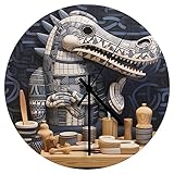 NOLLAM Quarzwerk Wanduhren 30 cm Statue Krokodil abstrakt Batteriebetrieben PVC-Material Wanduhr Wanddekoration für Wohnzimmer Küche Zuhause Badezimmer Schlafzimmer wanduhr zahnräder
