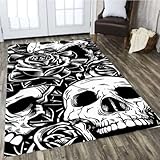 KARERS Skull Serie Teppich Wohnzimmer Sofa Tisch Teppich Wohnkultur Schlafzimmer Bodenmatte Anti Rutsch Flur Badezimmer Eingang Fußmatte 80x120cm