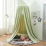Surwin Betthimmel Madchen Jungen Babybett Doppelbett, Einfarbig Moskitonetz Baldachin Kinderzimmer Einzelbett Himmel Schlafzimmer Dekoration Spielzelte Kinder Geschenk, Ohne Bohren (Grün)