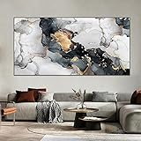 Schwarzes Gold, abstrakte Wandkunst, Leinwandgemälde, Giclée-Drucke, nordische moderne Kunstwerke, Poster, Bilder, Heimdekoration, fertig zum Aufhängen, 65 x 130 cm Rahmen