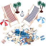 Sommerliche Garten-Deko: 15-Teiliges Strand-Mikrolandschaft Miniliegestuhl Set mit Palmen, Sonnenschirm und mehr - DIY Zen Garten Dekoration und Originelles Geschenk
