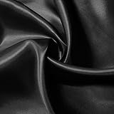 KKJIAF Schwarzer Satin-Stoff, 160 cm breit, glänzend, seidiger Stoff für Kleid, Hemden, Tischläufer, Servietten, Tischdecke, Hochzeitsdekoration, Bastelarbeiten, 3 Yard