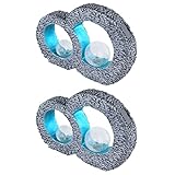 etc-shop Gartendeko Solarleuchte Balkonbeleuchtung Solar Dekoleuchte Skulptur Solar Leuchte Terrassen Deko, mit Feuereffekt Glaskugel, Stein Optik grau blau, 1xLED, LxH 36 x 24,5 cm, 2er Set