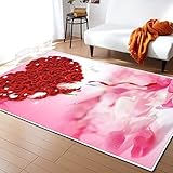 AIKARA Modern Teppich - Kurzflor Waschbar - Weich Teppich für Wohnzimmer, Schlafzimmer, Esszimmer – Rote Rosen - 140 * 200CM