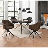 B&D home Drehstuhl Vintage, Konferenzstuhl, Bürosessel, Schreibtisch Sessel, Computerstuhl, Polsterstuhl, Chefsessel 120 kg belastbarkeit, Microfaser in Wildleder Optik, braun