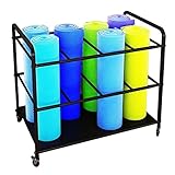 JHLP Yogamatten-Aufbewahrungswagen mit Rädern – großer Metallkorb für 12 Matten – Heim-/Yoga-Raum-Organizer-Ständer für einfachen Zugang und Organisation