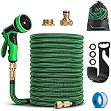 HOMEPROTEK Gartenschlauch Flexibel 30m Bewässerungsschlauch, Flexibler Wasserschlauch, Dehnbarer Flexschlauc mit 1/2 zoll und 3/4 zoll Messingverschraubungen, 3-Fach Latex Balkonschlauch, Garden Hose