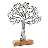 Logbuch-Verlag Lebensbaum Figur Deko Skulptur Baum des Lebens aus Metall (Alu) auf Holz Sockel 27 cm als Geschenk für Mann und Frau