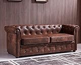 JVmoebel England Style Chesterfield Sofa Couch Leder Polster Braun Dreisitzer