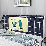 ERNZI Kaktus-bedruckter schwarzer Gitter-Kopfteil-Schonbezug,dehnbar,waschbar,staubdicht,für Queen-Size-Bett-Kopfdekoration,Kinder-Erwachsene-Bett-Kopfteil-Bezug