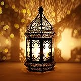 Orientalische Laterne aus Metall & Glas Wifaq Klar 40cm | orientalisches Windlicht schwarz mit Glas | Marokkanische Glaslaterne für draußen als Gartenlaterne, oder Innen als Tischlaterne