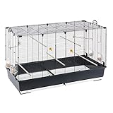 Ferplast Großer Käfig für Kanarienvögel, Wellensittiche und exotische Vögel, Piano 8, mit drehbaren Futternäpfen und Zubehör, 118 x 59 x H 75 cm