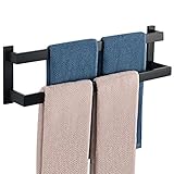 Handtuchhalter Schwarz, SAYAYO Handtuchstange Multilayer Gästehandtuchhalter Wandmontage Edelstahl Doppelt Badetuchhalter für Badezimmer und Küche 58CM, EGOY002-B