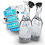 LICHTENWERK® 2X Premium Glasflasche kompatibel mit Sodastream Crystal 2.0 [33% MEHR SPRUDEL] - Edle Glaskaraffe mit mehr Volumen - Trinkflasche Sprudeln - Kohlensäure geeignet - Spülmaschinenfest