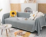 Homxi Sofahusse 4Sitzer,Sofa Universal Bezug Einfarbig Überzug Sofa Baumwolle Sofa Handtuch Grau Grün Bezug Sofa 230x250CM