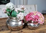 MichaelNoll Vase 2er Set Blumenvase Gefäß Pokalvase Dekovase Aluminium Silber 16/22 cm