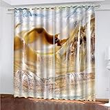 3D Abstrakte Wasserfalllandschaft Muster 2 Stücke Blickdicht Vorhang Mit Ösen Verdunkelungsvorhang Kinderzimmer H 228 X B 228 cm Verdunklungsvorhänge Gardinen Verdunkelung für Wohnzimmer/Schlafzimmer