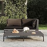 junzai Gartensofa mit Kissen, Palettensofa, Palettenmöbel Set, Gartensofa, Outdoor Sofa, Gartencouch, Gartenmöbel Lounge, Halbrundes Poly Rattan