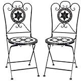 Deuba Mosaikstühle 2er Set Metall Sitzhöhe 45cm Klappbar Garten Balkon Terrasse Stuhl Gartenstuhl Gartenmöbel Klappstuhl