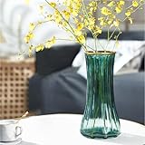 Große Glasvasen für Blumen, 27.9 cm hohe Blumenvasen für Dekoration, klare Vase, einzigartige Vase, gerippte Vase, Kristallvase, moderne Vase, Wohnzimmer, Büro. (Dunkel Grau Reen)