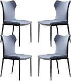Esszimmerstühle 4er-Set, Technologie-Stoff, Schlafzimmer, Balkon, Sofa, Stuhl, Karbonstahl, Metallbeine, Wohnzimmer, Beistellstuhl (Farbe: Blau)