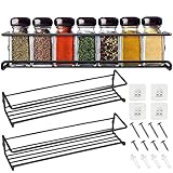 Kamiya Gewürzregal Wand aus Metall 2 Stück, Gewürz Organizer Ohne Bohren, Kühlschrank Küchen Badezimmer Organizer, Küchenregal Wand, Gewürzregal Schranktür, Spice Rack-29×6×6CM