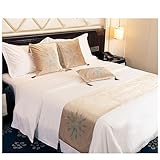 Morbuy Samt Moderne Hotel Bettläufer Schals Weiche Bettschal Bettschwanz Handtuch Dekoration Für Einzel Queen King Size Bett Flagge (Cremeweiß,45 * 180cm für 120cm Bett)