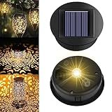 2 Stück Solar Ersatzdeckel 8cm für Solarlampen Außenlaternen, 1.2V 600mAh IP44 Ersatzmodule für Solarleuchte Warmweiß Licht, LED Laterne Solarbatteriekasten Ersatz für Garten Balkon Deko Beleuchtung