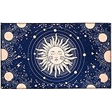 Ardorman Tarot-Teppich, Wahrsagerei, für Tische, rechteckig, Blau, Tarot-Tischdecke, aus Leinen, Sonne & Stern, Spielkarten, Tarot, Spielkarten, Tarot-Spiele, Tischdekoration – 60 x 36 cm