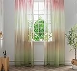 KEKUYA Halbtransparenter Vorhang, Voile, Tüll, Fenster, Balkon, Ring, Ösen, für Schlafzimmer und Wohnzimmer, dekorativ, B 132 x L 183 cm, Farbverlauf