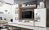 Anbauwand Wohnzimmer Schrankwand Möbelset Wohnwand, TV-Lowboard, Esszimmer, Schrankwand Salvador, Wohnzimmer, Weiß Eiche, Maße: 320 x 194 x 47 cm Wohnzimmerschrank, modern, Wandschrank Möbel für Home