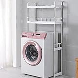 Regal Badezimmer ohne Bohren Stehend, Stark und Stabil, Platz Sparen, Edelstahl und PP-Material, Zur Aufbewahrung In Der Küche und Im Badezimmer ( Color : White , Size : Washing machine shelf-B )