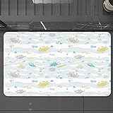 Badematte rutschfest waschbar Badvorleger,Krabben-Dekor, maritimes Dekor, Krabben und Muscheln auf fleckigem Hintergrund, dekor,weich Mikrofaser saugstark Badteppich für Badezimmer Badewanne, 40x60 cm